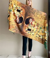 Gustav Klimt039 Paint Oil Peinture Cashmere Scarf Femmes Spring Der Kuss Print Châle Ladies Automn Wrap Cape Couverture 2205167654258