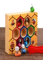 Juguetes educativos de inclinación de madera Montessori Educación temprana Juego de colmena Color infantil Clip cognitivo pequeño Toy de abeja 2