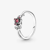 100% 925 prata esterlina seu anel de rosa de beleza para mulheres an￩is de noivado de casamento acess￳rios de j￳ias de moda197g