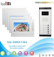 SmartYIBA Home Surveillance Video Doorbell Intercom 7 Inch White Monitors 5 Call Button Wired LCD TFT Door Phone System Phones