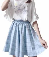japan Mori Plaid Skirt Women Summer High Waist Sweet Mini Ruffles Female Aline Harajuku Pink Student 2xl Skirts A17F5006013