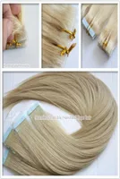 Grade 10AHandtied Tape in hair extension Brazilian remy human hair straight wave 25 per piece 40 pieces per lot8341012