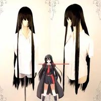 Cosplay -Perücken 100 cm lange hitzebeständige Akame -Wig -Anime -Akame Ga Kill Cosplay Perücken lange schwarze synthetische Haar Perücken eine Perückenkappe T221104 T221104