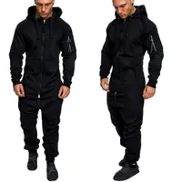 Mens Tracksuits Hooded Jumpsuit Autumn Camouflage Long Sleeve Zipper Rompers Fashion Fitting Casual Sports Fitness Clothes with Pockets 221118