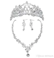 Acess￳rios de casamento de casamentos brilhantes acess￳rios de j￳ias de dama de honra Conjunto de acess￳rios de noiva dos bretos de colar da coroa 5907320