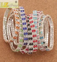 20pcslot Crystal Bracelet 3size Red Spring Silver Plated 2Rows Rhinestone Bracelets Tennis Fashion Jewelry 80stones 84stones 886042895
