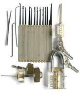 Lockmaster special offer transparent cutaway 7 pin padlock with 12 pcs lock pick hooks for locksmith training sets BK0544363160