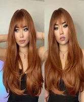 Sentetik peruklar Easihair Uzun Kırmızı Kahverengi Kadınlar İçin Doğal Saçlar Günlük Cosplay Isı Direnç1418172