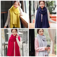 Scarves 2022 Winter Scarf Women Warm Cashmere Pashmina Solid Female Knitted Thick Soft Bufanda Big Long Shawl Wrap For Ladies