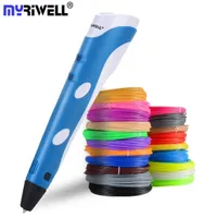 Myriwell 3d Stift Original DIY 3D -Druckstift mit 175 mm ABS Filament kreatives Spielzeug Geburtstagsgeschenk für Kinder Design Zeichnung 201214