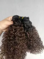 Indian Human Virgin Hair Waft ombre 1B4 Brown Curly Weaves Double Drawn 100g One Bundle7750432
