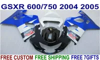 High quality bodywork set for SUZUKI GSXR600 GSXR750 04 05 fairings K4 GSXR600750 2004 2005 blue white black fairing kit QE215136169