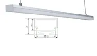 100 X 1M setslot Al6063 U Shape aluminum U channel and square type alu led profile extrusion for pendant or suspension lamps