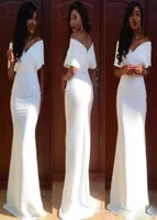 Modest White Aso Ebi Prom Dresses Mermaid Cap Sleeves Floor Length Long Party Dress Evening Wear Elegant Formal Gowns Zip5880982