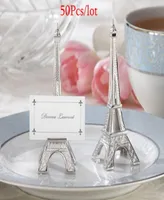 50Pcs Eiffel Tower Silver Card Holders Party Decoration gifts For Romantic Wedding and Bridal shower table name holder favors3699094