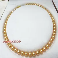 Nuovi gioielli di perle sottili 18-10 mm Genuina Natural South Sea Golden Pearl Necklace Orening 14K Yg 297L