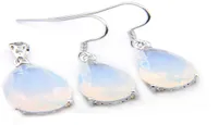 LuckyShine 5 Sets Fashion Wedding Water Drop de piedra de luna PendantsEarrings Sets 925 Silver Jewelry Mother Gift S3395199