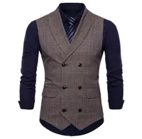2020 Custom Made Sell Groom British Vests Single Breasted Double Breasted Mens Plaid Vests Slim Casual Wedding Party Bridesgro4152564