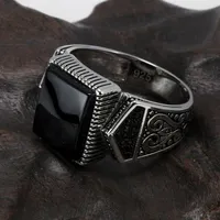 Anéis de homens garantidos Silver S925 Ringos turcos antigos para anel de sinete masculino com joias turcas quadradas de cor de pedra ANELLO UOMO244B