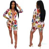 Women Tracksuit Paisley Blazers Shorts Set 3 4 Suced Suit Tuild Printed Coat Jacket Study Stable Outfits Party Club Club C617042890