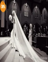 New Luxury 5M High Quality WhiteIvory Long Lace Wedding Veils With Lace Cheap Custom Made Wedding Favor Veil In Stock2086856