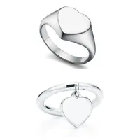 Çift T-Ring Klasik Bant Yüzük 925 Gümüş Sterlling Mücevher Desinger Kalp Yüzükleri Çiftler İçin Erkek Kadın Kadın Sevgililer Günü Partisi Hediye Orijinal Lüks