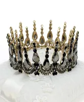 Vintage Barok Kraliçe Kral Kral Gelin Taç Taç Kadınlar Headdress Prom Gelin Düğün Tiaras ve Kaçak Saç Takı Aksesuarları4248800
