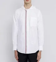 men039s tshirts tb 2021 Thom 패션 브랜드 셔츠 남자 슬림 흰색 긴 소매 캐주얼 후드 셔츠 옥스포드 스트라이프 패브릭 가을 7953537