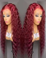 Deep Wave Frontal Nessuno parrucche in pizzo Vino rosso 613 Bionda Colore Brasile Capelli umani per donne nere Acqua sintetica Wig Wig Cosplay 7217010