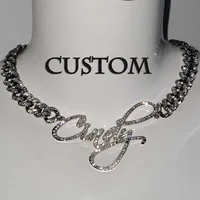 Collar de palabras y nombre de acero inoxidable personalizado 1 2 cm Cadena de diamantes de diario infructuosa CM Miami Men's Women Links Hip Hop Jewelry214m