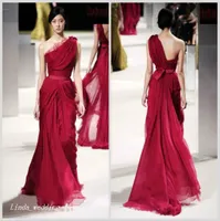 Design unico Design Red Evening Dress Elie Saab a una spalla Lungo pavimento in chiffon abito speciale abito da passerella per passerella par3105110