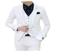 Подходит Blazers Men Suits Blackwhite One Button 3 Piece Jacket Latters Свадебные костюмы для жениха смокинг New J2209062866706