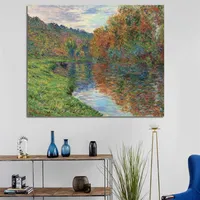 Vintage Monet Pintura a óleo Poster pendurado Arte Sea Campo paisagem Prinha de parede Tana