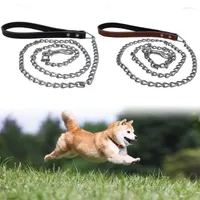 Dog Collars Leather Pet Puppy Leash Iron Chain Walking Running Outdoor Training For Small Medium Large Dogs High Quality And Brand