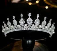Brillante Princesa Tiara Corona Cristal Perla Accesorios para El Cabello de la Boda de Plata Banda para El Cabello Sombre9566320