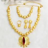 Liffly Dubai Gold Sets African Beads Jewelry Set Women Turkish Bridal Wedding Crystal Heart Necklace Earrings 2012226682551