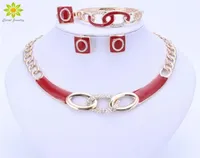5Colors Jewelry Sets Necklace Ring Bracelet Earrings Wedding Gold Color For Women Crystal Maxi Dress Accessories 2012222450904