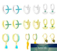 Moonmory 925 Sterling Silver Turquoise Blue Stone Piercing Earrings For Women Horse Eye Water Drop Yellow Chili Pendant Earrings2547554