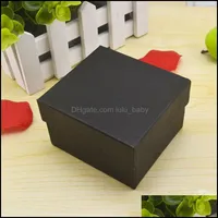 Watch Boxes Cases Fashion Watch Boxes Black Red Paper Square Watches Case With Pillow Jewelry Display Storage Box Drop Delivery Ac Dhrbv