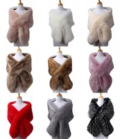 2019 New Bridal Stick Wraps Colorful Faux Fur Shawl Women Winter Winter For Girl Prom Cocktail Party Cheap in Stock 11 Colors2575657