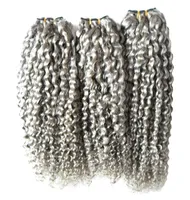 Extensões de cabelo grisalhas tecem pacote de cabelo humano cacheado e curioso 3pcslot Virgin Brasilian Hair Weavesdouble Drawnno Shedding5531819