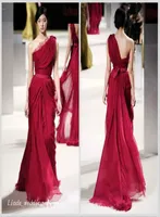 Design unico Design Red Evening Dress Elie Saab a una spalla Lungo pavimento in chiffon abito speciale abito da passerella per passerella par7401003