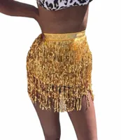 jupes Jaycosin 2022 jupe d'été Femme Sequin Belly Dancer Costume Tassel Wrap Club Mini 4 W9QT