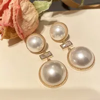 18K Gold Plated Luxury Designer Letters Stud Earrings Small Sweet Wind Geometric Round Women Crystal Rhinestone Pearl Earring Jewelry Gift