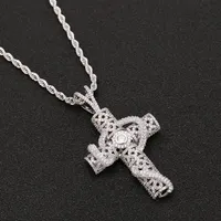 Iced Out Animal Snake Cross Pendant 4mm Tennis Chain Necklace Gold Silver Bling Cubic Zirconia Men Hip Hop Rock Jewelry2792