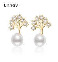 Lnngy 14K Gold Filled 665mm Stud Earrings Natural Freshwater Pearl Tree Shape Women Anniversary Fine Jewelry Gifts8807820