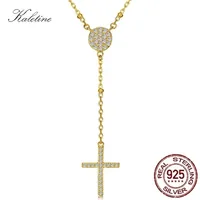Kaletine 925 Sterling zilveren rozenkrans kettingen trendy gouden sieraden kruis charmes kalkoen ketting