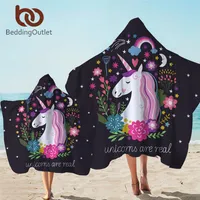 BeddingOutlet Unicorn Hooded Towel Microfiber Bath Towel With Hood for Kids Adult Floral Cartoon Wearable Beach Wrap Blanket T200529296y