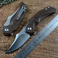 TWOSUN Folding Knife Ball Bearing 14C28N Stonewash Blade Outdoor Camping Hunting Pocket EDC Tools Linen Handle Fast Open TS227313m
