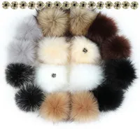 Other 10 12 15cm False Hairball Hat Ball Pom DIY Whole Cap cessories Multicolor Faux Fox Fur PomPom With Buckle Y22106657680